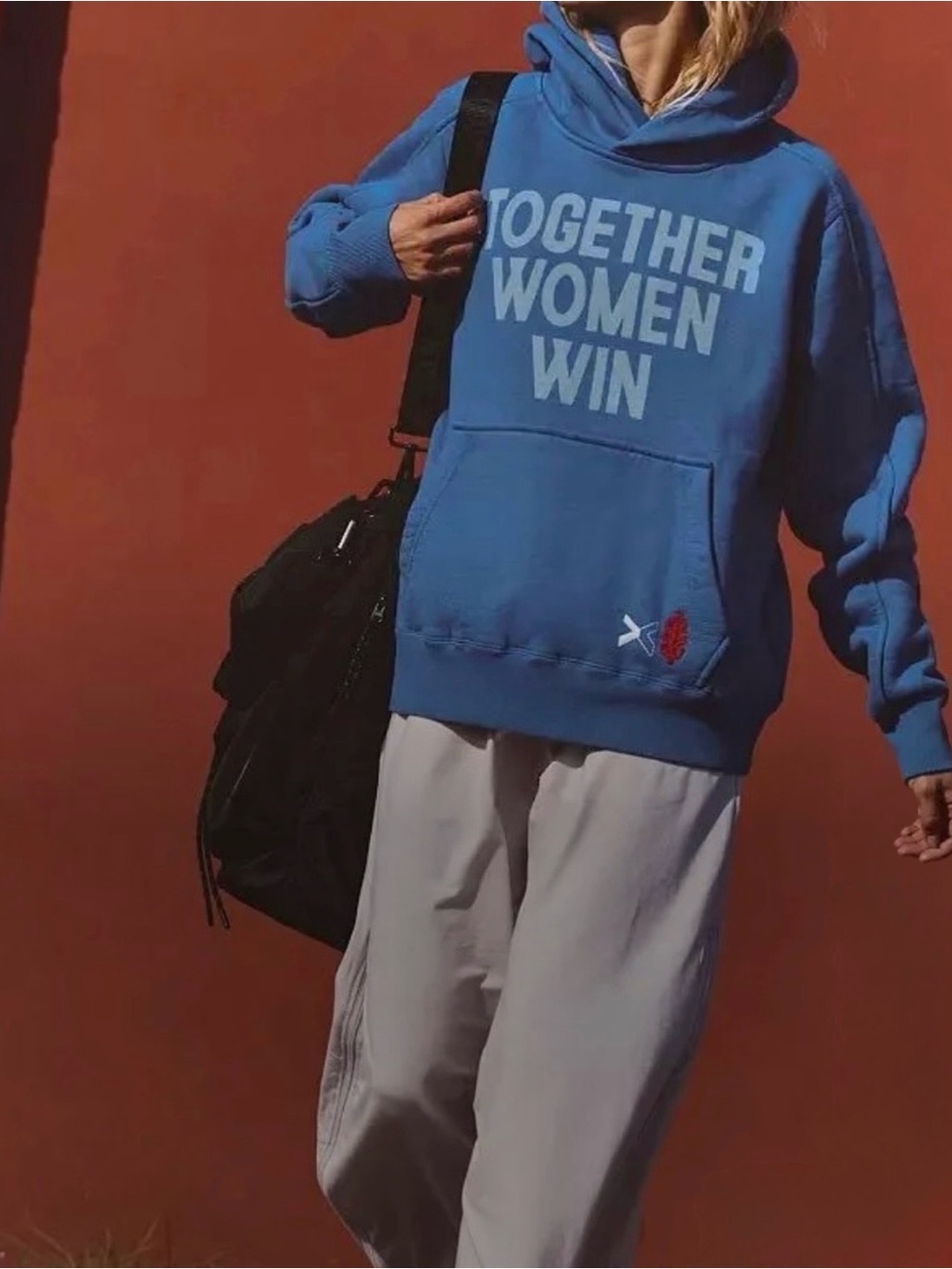 Free People Movement Blue "Together Women Win" Pullover Hoodie NWT